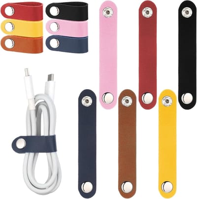 Veelzijdige Lederen Kabelorganizer - 12 Stuks, Draagbare Oplossing voor Oordopjes, USB-kabels en Stroomkabels