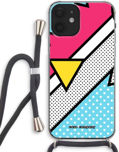 Case Company® - Hoesje met koord geschikt voor iPhone 12 hoesje met Koord - Pop Art #3 - Telefoonhoesje met Zwart Koord - Bescherming aan alle Kanten en Over de Schermrand