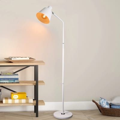 NETTLIFE Vloerlamp - Metaal - E27 - Vintage - Wit - H 166cm Staande Lamp - Max.40W - voor Slaapkamer Kantoor