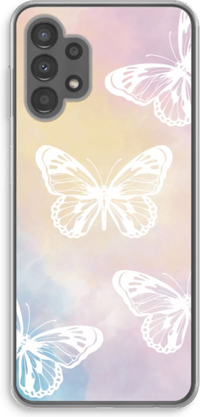Case Company® - Hoesje geschikt voor Samsung Galaxy A13 4G hoesje - White butterfly - Soft Cover Telefoonhoesje - Bescherming aan alle Kanten en Schermrand