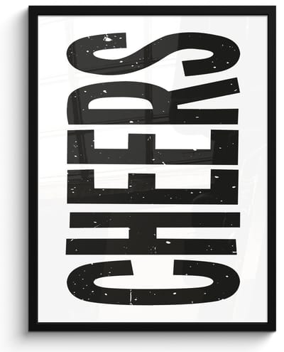 Fotolijst inclusief poster - Posterlijst 50x70 cm - Posters - Retro - Cheers - Zwart - Decoratie - Foto in lijst - Keuken decoratie muur - Wanddecoratie accessoires - Muurdecoratie - Schilderijen