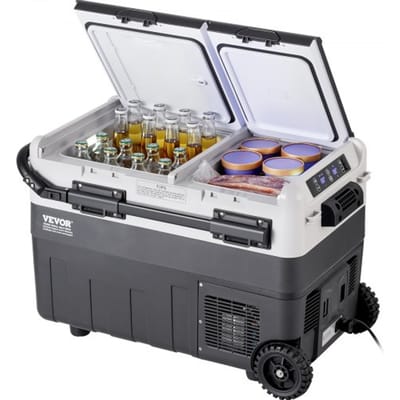 VEVOR Draagbare Autokoelkast, 12 Volt Autokoelkast, 40L / 42,3QT Draagbare Dual-Zone Vriezer, -20°C tot 20°C Instelbare Temperatuur, Compressor Koeler voor Thuis, Buiten, Camping, Camper, Auto