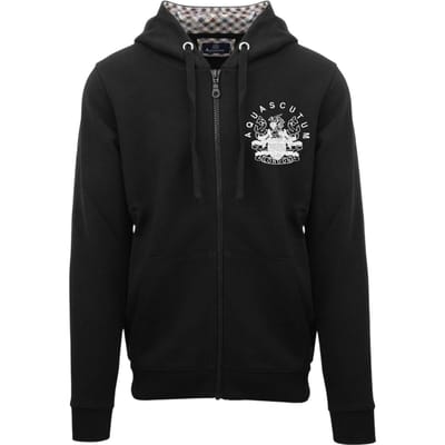 Aquascutum Heren Relaxed Fit Full Zip Hoodie (Zwart)