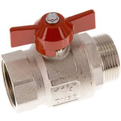 Buiten x Binnendraad G/G 1-1/4 inch Vlinder Handle Kort design 2-Weg Messing Kogelkraan - BL2BN-M-SD-MF-NK-114