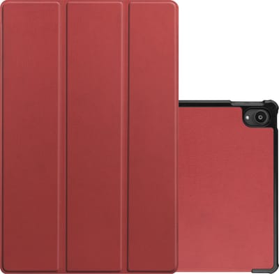 Hoes - Geschikt voor Lenovo Tab P11 Plus - Dun & Stevig - Trifold Bookcase - Hard Cover - Hardcover Book Case - Tablet Hoesje - Donkerrood