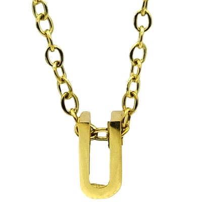 Initial ketting letter U - Minimalistisch - Goudkleurig Staal