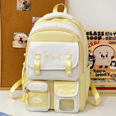 Schooltassen voor kinderen Basisschool Meisjes Middelbare School Meisjes met Meerdere Zakken Meisjes met Hoge Looks Leuke Rugzakken white
