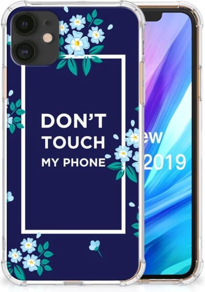 Apple iPhone 11 Anti Shock Case Flowers Blue DTMP