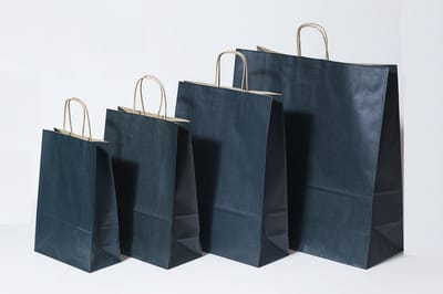 Draagtassen Papier Donkerblauw 32+12x41cm Kraft Papier (50 stuks)