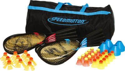 Speedminton Schoolset - 10delig - speedbadminton - crossminton - speed badminton set - 3 soorten Speeder - 5 speelvelden - trainingshandboek