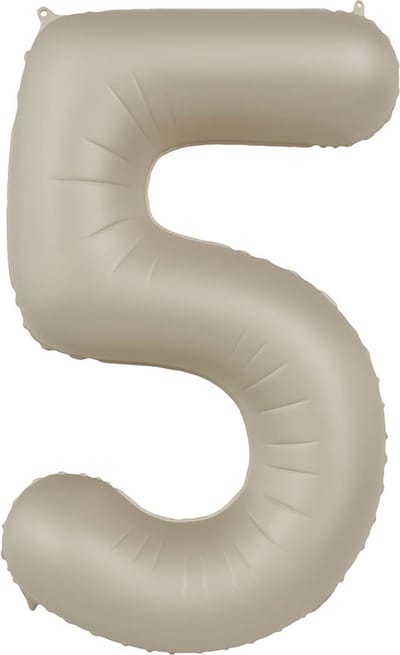 Folat - Folieballon Cijfer 5 Creamy Latte - 86 cm