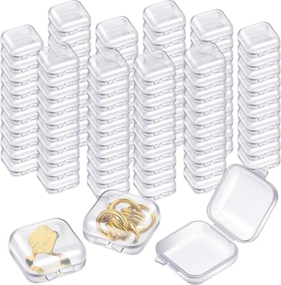Mini Sieraden Doosjes - Opbergbakjes Plastic - Sieraden Organiseren - Met Scharnierend Deksel - 100 Stuks - Transparant