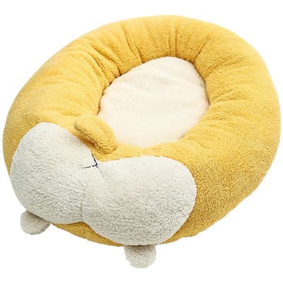 Huisdier Pluche Bed Warm Zacht Comfortabel Afneembaar Wasbaar Modern Kat Hond Slaapbed voor Herfst M(for 4-6.5kg) beige
