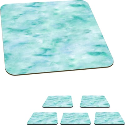 Onderzetters voor glazen - Waterverf - Patronen - Turquoise - Aqua - 10x10 cm - Glasonderzetters - 6 stuks