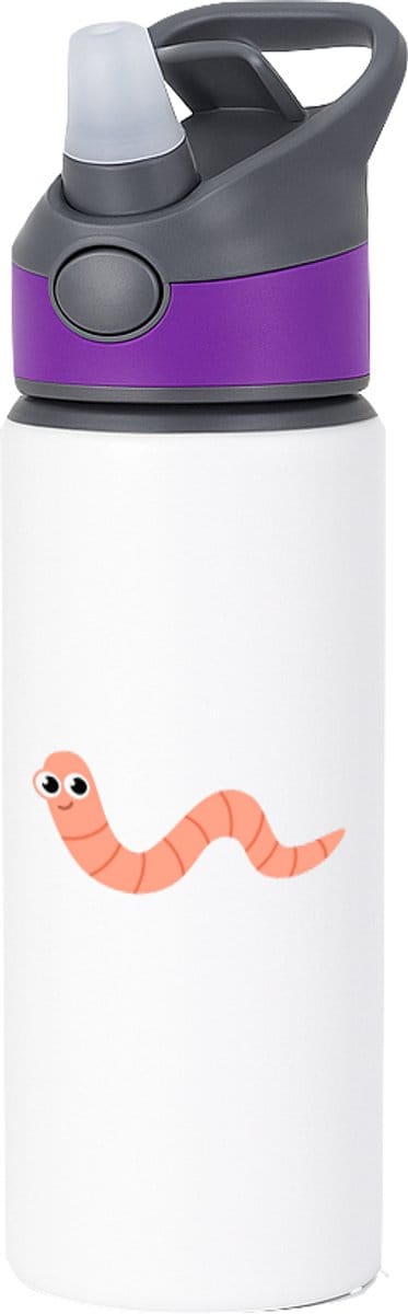 Hacebo® - Wormen waterfles met rietje paars - Insecten - Dieren liefhebbers - Dieren - water fles - 650ML