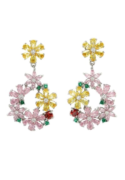 AVANT-GARDE PARIS Diva Dainty Floral Drops - Oorbellen 2.4cm x 4.5cm - 1 stuk - Multikleur met bloemenmotief