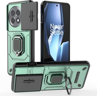 Coverup Hoesje - Geschikt voor OnePlus 13R Hoesje - Coverup Ring Kickstand Back Cover met Camera Shield - Groen