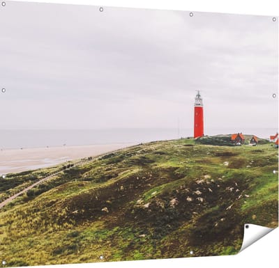 Gards Tuinposter Vuurtoren Texel - 150x120 cm - Tuindoek - Tuindecoratie - Wanddecoratie buiten - Tuinschilderij