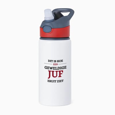 Hacebo® - Geweldige juf eruit ziet waterfles met rietje rood - Juf - beste juf - school - verjaardagscadeau - afscheidscadeau - kado - water fles - 650ML