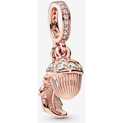 Breloque Argent Sterling 925 Or Rose Gland et Pendentif Feuilles Tombantes Convient Bracelet & Collier Femme Mode Bijoux DIY beige