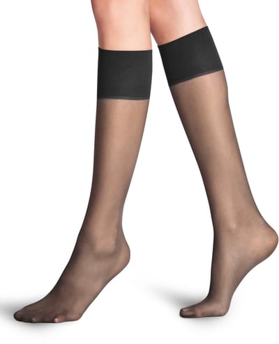 FALKE Pure Matt eenkleurig materiaal transparant 20 DEN kniekousen dames grijs - maat 35-38