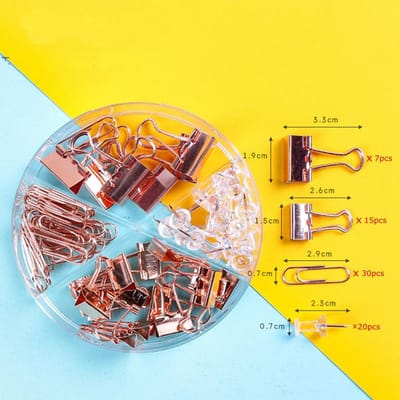 1 Doos Kleur Binderclips Paperclips Punaise Set Roségoud Punaise Leuke Kantoorartikelen Voor Kantoor Schoolbenodigdheden