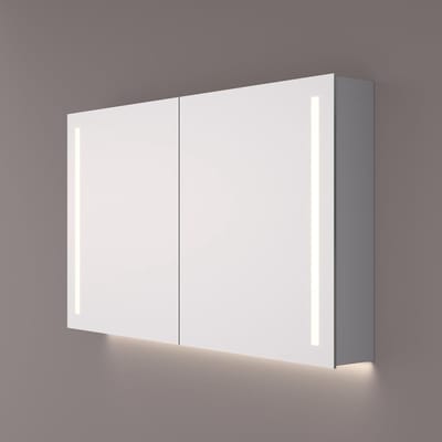 HIPP Design spiegelkast - Verticale LED Banen 100 x 70 x 14 cm - Spiegelverwarming - 2x Geaard Stopcontact - Verstelbare Glazen Planchetten