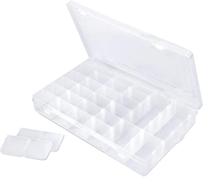 Nagellak Organizer - Lippenstift Opbergdoos - Cosmetica Sorteren - Verwijderbare Verdelers - 19 x 12.5 x 5 cm - Transparant