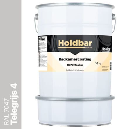 Holdbar Badkamercoating Telegrijs (RAL 7047) 10 kg - Badkamerverf - Tegelverf - Alle kleuren - Waterdichte Badkamer verf - Ook Toepasbaar in douchecel - Gemakkelijk te reinigen - 2 Componenten