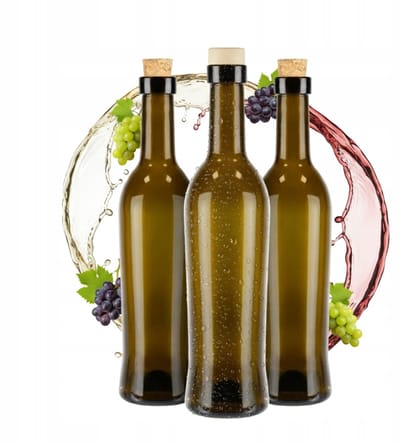 Bimberek TOSCANA - Glazen Flessen Set - 500ml - Donkergroen Glas - 10 Stuks