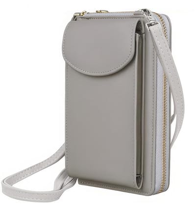 Dailygoods - Dames Schoudertas - PU Leren Mobiele Telefoon Tas met Verstelbare Schouderriem - Donkergrijs
