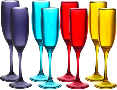 Home Deco Factory Champagneglas - 8x - kunststof - 13 cl - vaatwasserbestendig