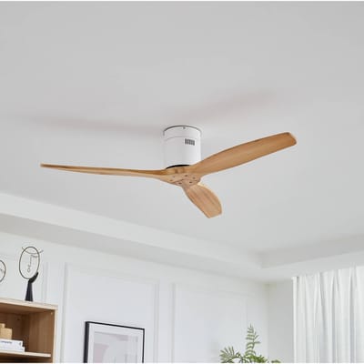 Lucande - Plafondventilatoren zonder verlichting - Hout, ijzer - H: 23 cm - wit, lichtbruin