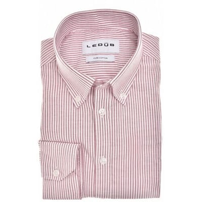 Ledûb Overhemd Slim Oxford Stripe Button-Down Donker Rood / male