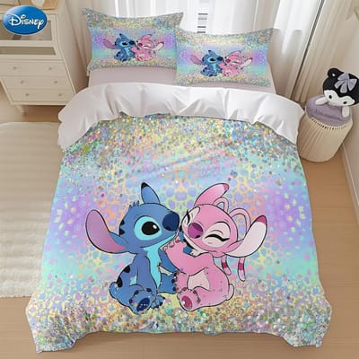 Stitch Print Slaapkamer beddengoed set dekbedovertrek Kerstcadeaus Comforte Cartoon Met kussensloop geschikt voor kinderen en volwassenen AU Double(180*210cm)3pcs