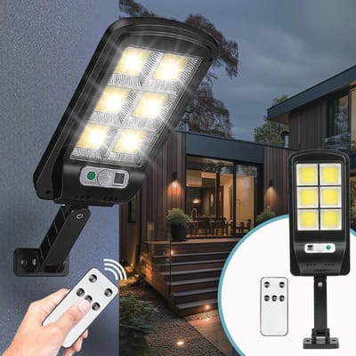 Zonne-energie LED Buitenlamp met PIR Bewegingssensor, 10W, 800 Lumen, Waterdicht, Inclusief Afstandsbediening