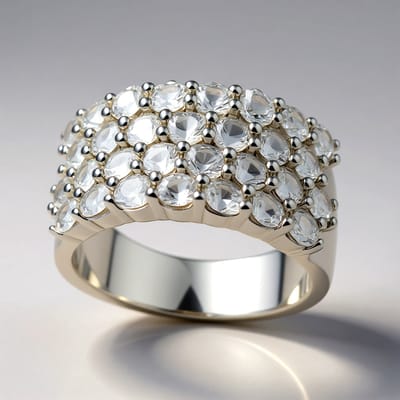 Cavill - Zilveren ring met 30 Mexicaanse danburiet kristallen - 925 Sterling zilver - 3,24 ct briljant geslepen - Elegante dames ring maat 17