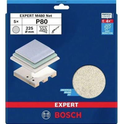 Bosch Accessories 2608901636 Schuurnet voor wand- en plafondschuurmachine Met klittenband Korrelgrootte (num) 80 (Ø) 225 mm 5 stuk(s)