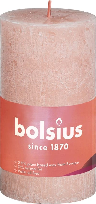 Bolsius Stompkaars Suede Brown Ø68 mm - Hoogte 13 cm - Roodbruin - 60 Branduren