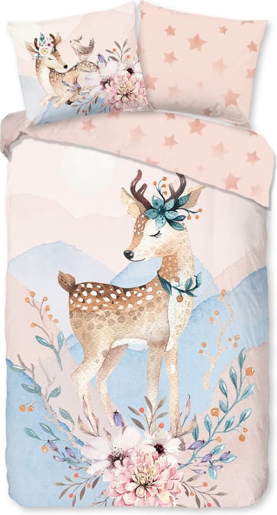 Good Morning dekbedovertrek bambi - 1 persoons 140x200/220 cm - Multi - 100% Katoen flanel