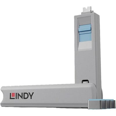Sleutel voor USB-C-poort Lindy - Schloss für USB-C-Port - Blau Set van 4 stuks Blauw Sleutelslot Incl. 1 sleutel 40465