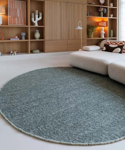 Rond wollen vloerkleed - Silvull groen 80