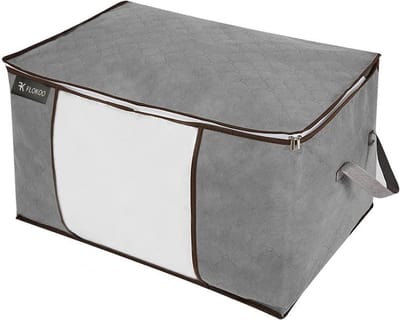 Hoogwaardige Opbergtas voor kleding – Grijs - Organizer voor Dekbed – Opbergzak – Opberger voor Seizoenskleding – Zak om ruimte te besparen – Opslag voor dekbed en kleding – Bescherming voor Kleding – Oplossing voor Winterjassen