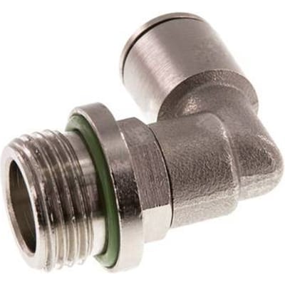 8mm x G3/8'' 90 graden L-verbinding Messing Insteekfitting Buitendraad Draaibaar FKM