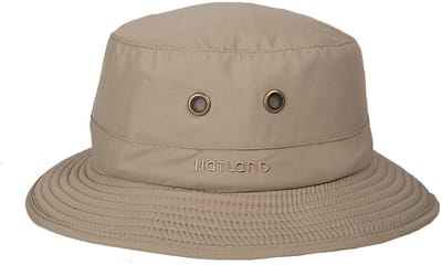 Hatland - Verkoelende UV Bucket hoed voor heren - Lykens Cooldown - Khaki - maat L (59CM)