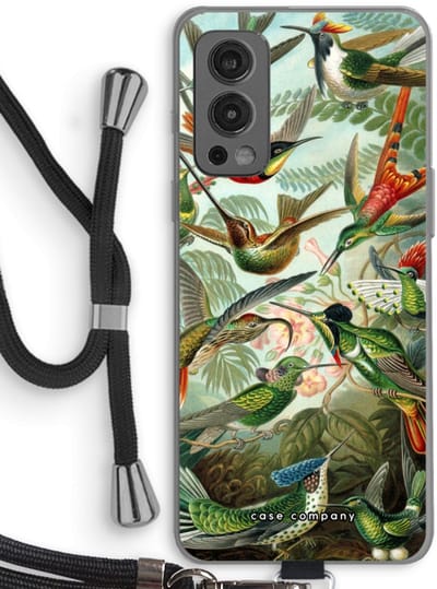 Case Company® - Hoesje met koord geschikt voor OnePlus Nord 2 5G hoesje met Koord - Haeckel Trochilidae - Telefoonhoesje met Zwart Koord - Bescherming aan alle Kanten en Over de Schermrand