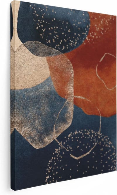 Artaza Canvas Schilderij Abstracte Kunst - 30x40 cm - Klein - Muurdecoratie Woonkamer - Wanddecoratie Geometrisch - Kamer Accessoires Blauw