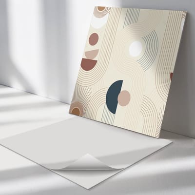Wallfluent Vinyl Tegels - Abstracte Lijnen en Vormen Vloer Tegels PVC - 30 cm x 30 cm - Beige PVC Tegels - 9 stuks - Vierkant PVC Tegels - Abstractie Plaktegels - Zelfklevende PVC Tegels - Plaktegels Keuken en Badkamer