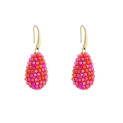 Oorbellen Kralen Drops - Fuschia Mix - Crystal - Cadeau - Party - Feestdagen