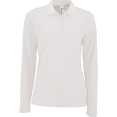 SOLS Dames/Dames Perfect Pique Poloshirt met Lange Mouwen (Wit)